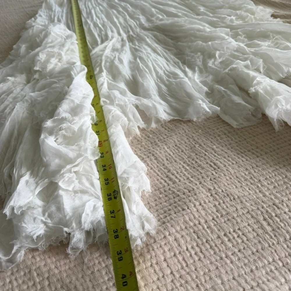 Free People White Handkerchief Raw Hem Sheer One Clover Skirt Sz S/M Boho - Picture 12 of 16